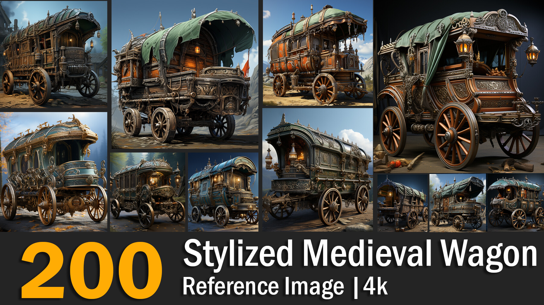 ArtStation - Stylized Medieval Wagon | Reference Images | 4K | Artworks