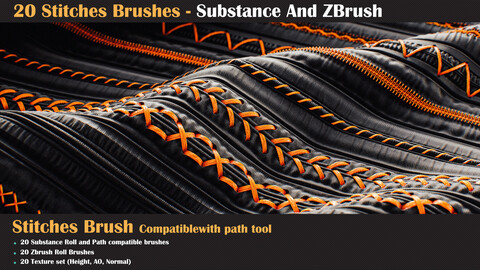 20 Stitches Brushes - Substance And Zbrush