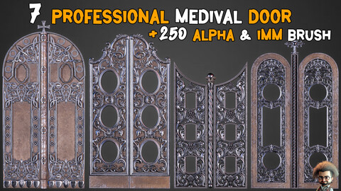 7 Professional Medival Door + 250 Alpha Brushes Vol 19