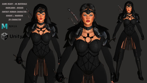 AAA 3D FANTASY FEMALE WARRIOR or KNIGHT JESSAMINE  - REALISTIC RIGGED GAME READY CHARACTER