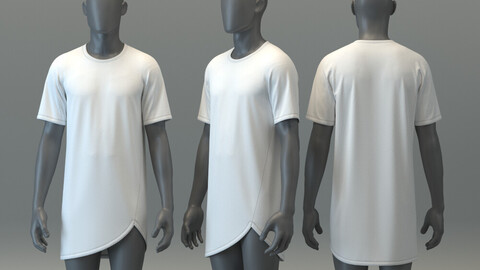 T-Shirt with Asymmetric Curved Hem