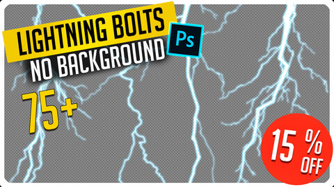 ⚡️ PHOTOBASH 75+ Lightning Bolt Effect Resource Pack (CUTOUT IN PNG) ⚡️ Photos for Photobashing in Photoshop