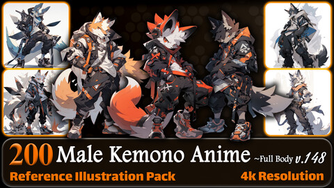 200 Male Kemono Anime (Full Body) Reference Pack | 4K | v.148