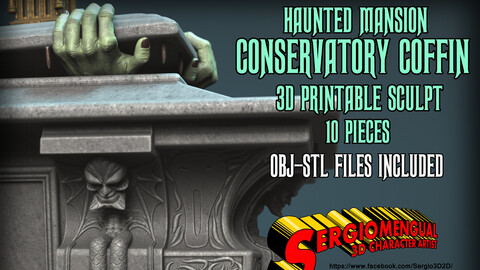 Haunted Mansion Conservatory Coffin 3D printable sculpture