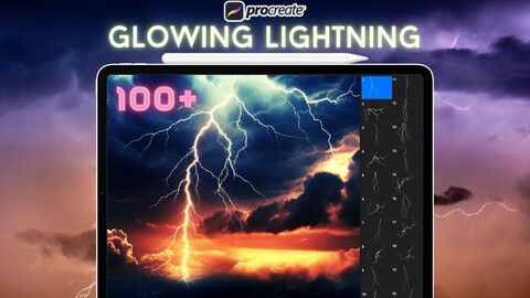 100+ Procreate Lightning Brushes, Lightning Brush Set, Thunderstorm brushset Procreate, Lightning Strike Stamps, Storm Brushes for Procreate