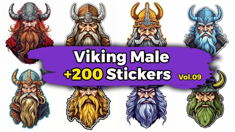 +200 Viking Male Stickers (4k)