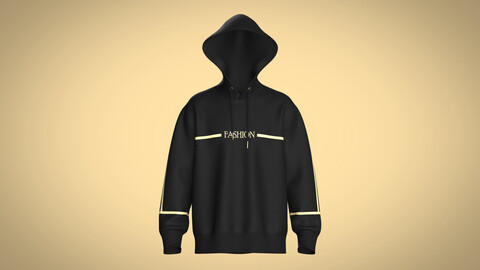 Men's Hoodie-Black And Gold