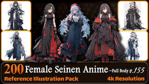 200 Female Seinen Anime (Full Body) Reference Pack | 4K | v.155