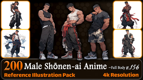 200 Male Shōnen-ai Anime (Full Body) Reference Pack | 4K | v.156