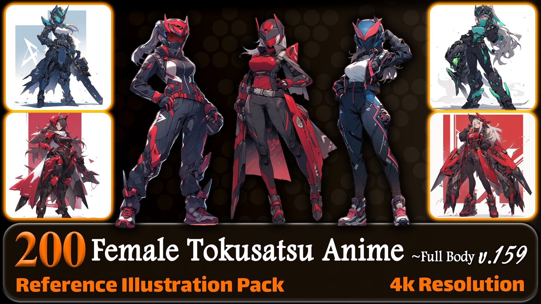 Amelie Anime 200 Female Tokusatsu Anime Full Body Reference Pack 4k V159 