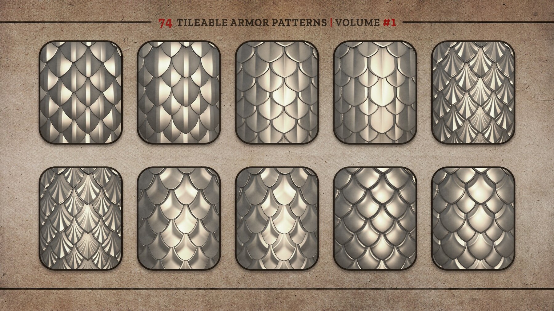 ArtStation - 74 Tileable Armor Patterns Vol. 1 | Brushes