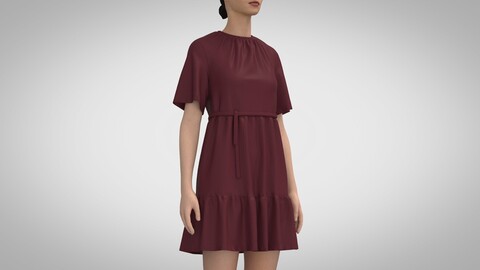 Tiered Mini Dress, Marvelous Designer, Clo +obj, fbx