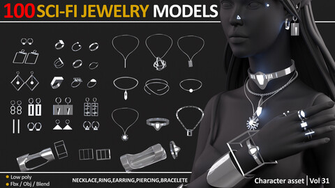 100 SCI FI JEWELRY MODELS (NECKLACE, EARRINGS, PIERCING, BRACELETE, RING) VOL31