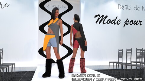 Raver Girl 3 Outfit Blender/OBJ/FBX Version
