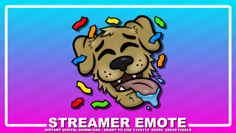 Furry Streamer Emote: Happy Confetti Dog Hype