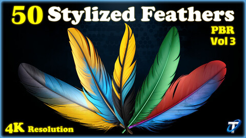 50 Stylized Feather - PBR Textures (MEGA Bundle) - Vol 3