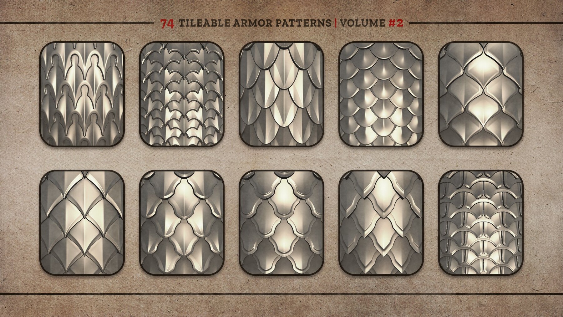 ArtStation - 74 Tileable Armor Patterns Vol. 2 | Brushes