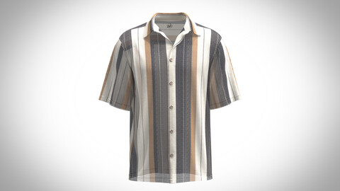 Relaxed fit shirt made of open textured fabric and short sleeves Button-up front