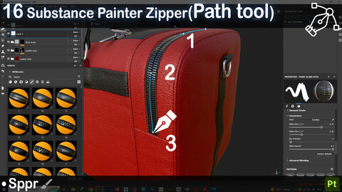 16 Substance painter Zipper path tool Vol 08