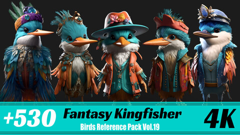 +530 Fantasy Kingfisher | 4K | Birds Reference Pack Vol.19