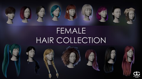 Real-time Women Hairstyles (16 items) - long, medium and short hair, curly hairs, braids, twintails, ponytail, pigtail 3D hairstyle
