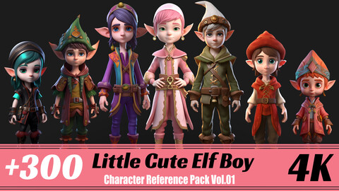 +300 Little Cute Elf Boy | 4K | Character Reference Pak Vol.01