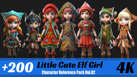 +200 Little Cute Elf Girl | 4K | Character Reference Pak Vol.02