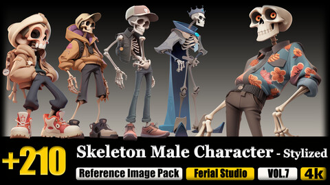 210 Skeleton Male Character - Stylized Reference Image Pack v.7