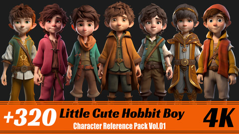 +320 Little Cute Hobbit Boy | 4K | Character Reference Pak Vol.01