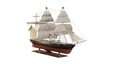 Steamsail Hartford Sail Warship (1858 AD)