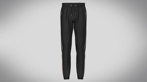 Track Pants-Black And Gold