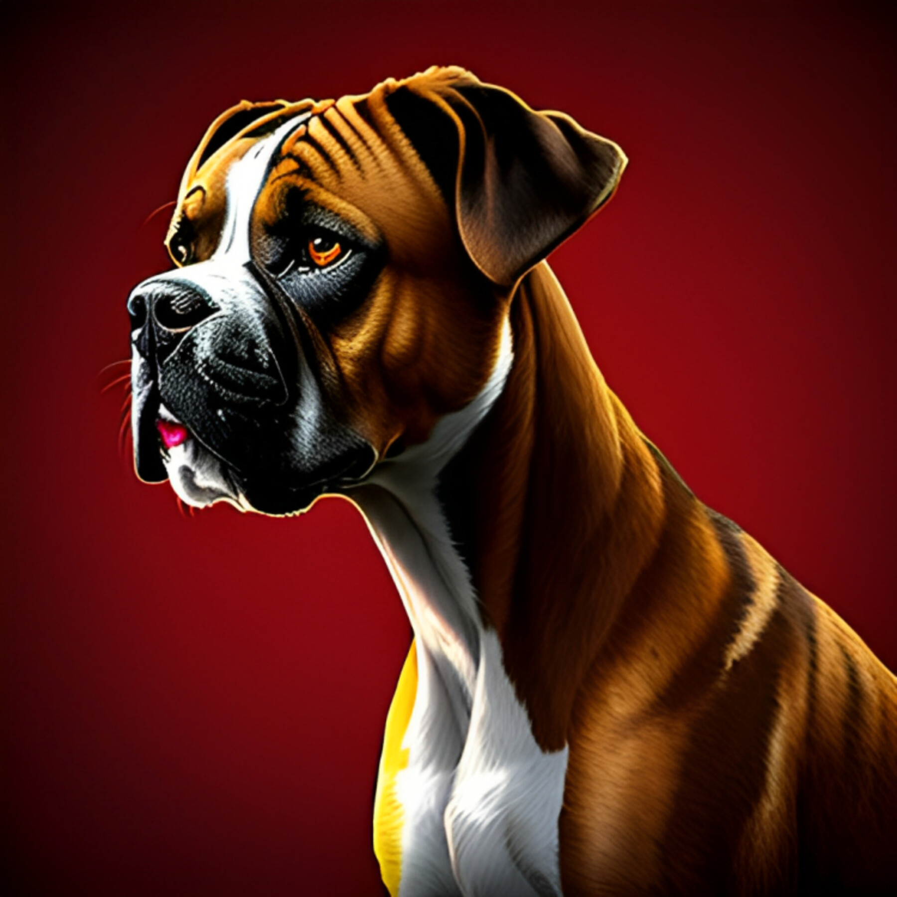 ArtStation - Portrait of a Boxer dog on red background