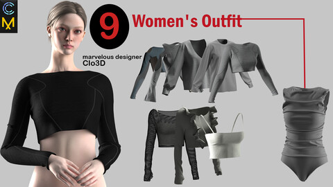 9 Women's Outfit(vol3)+ Zprj +Obj + Fbx