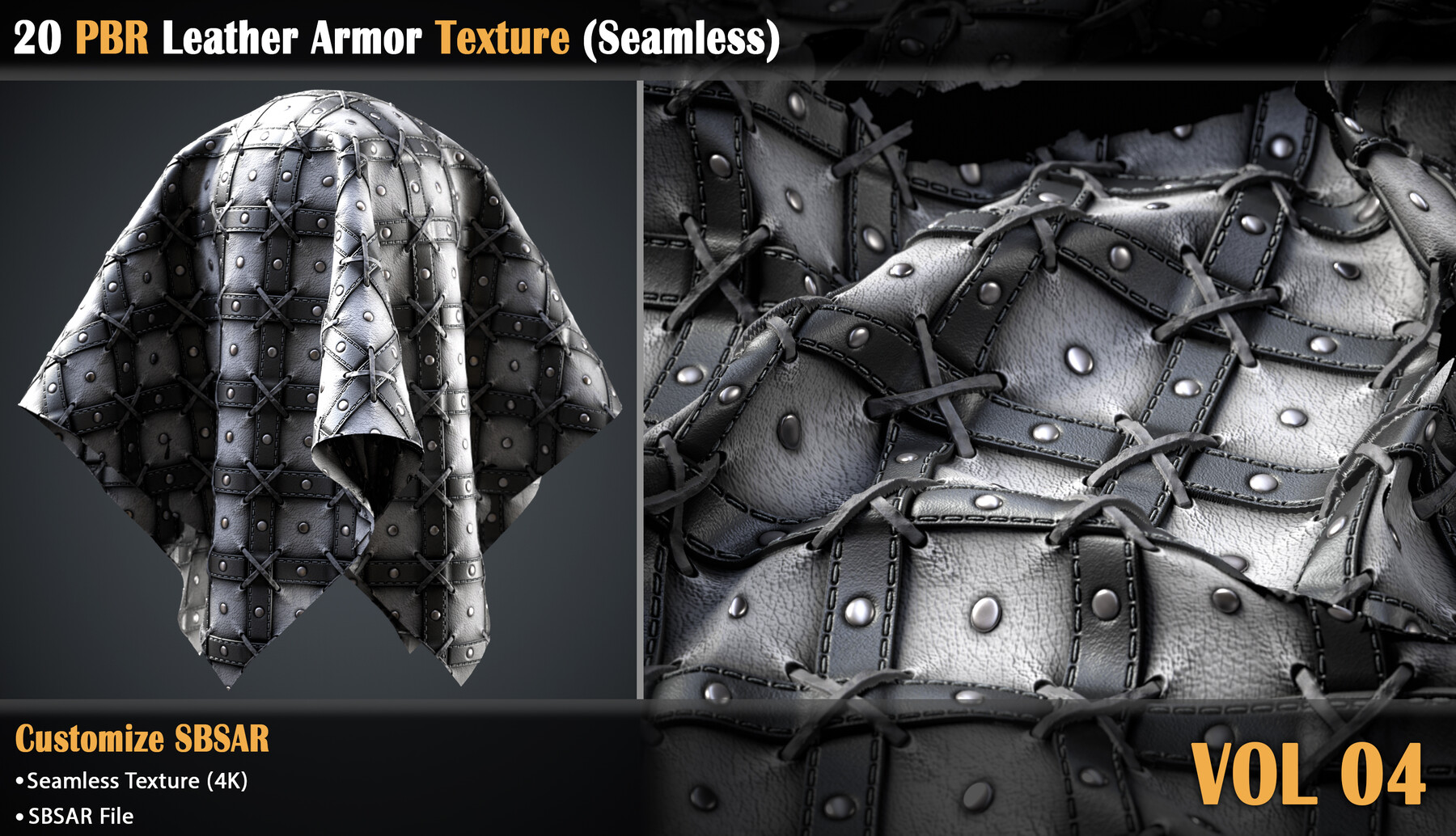 20 PBR Leather Armor Texture /Seamless - FlippedNormals