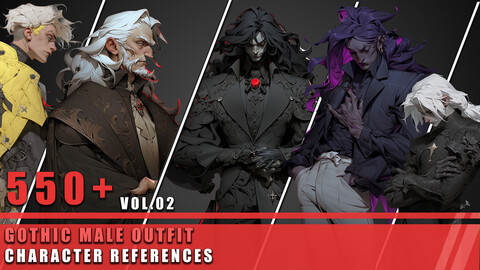 550+ Gothic Male Outfit - Character References Vol.02