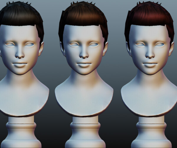 ArtStation - Male hair 4 colors low poly