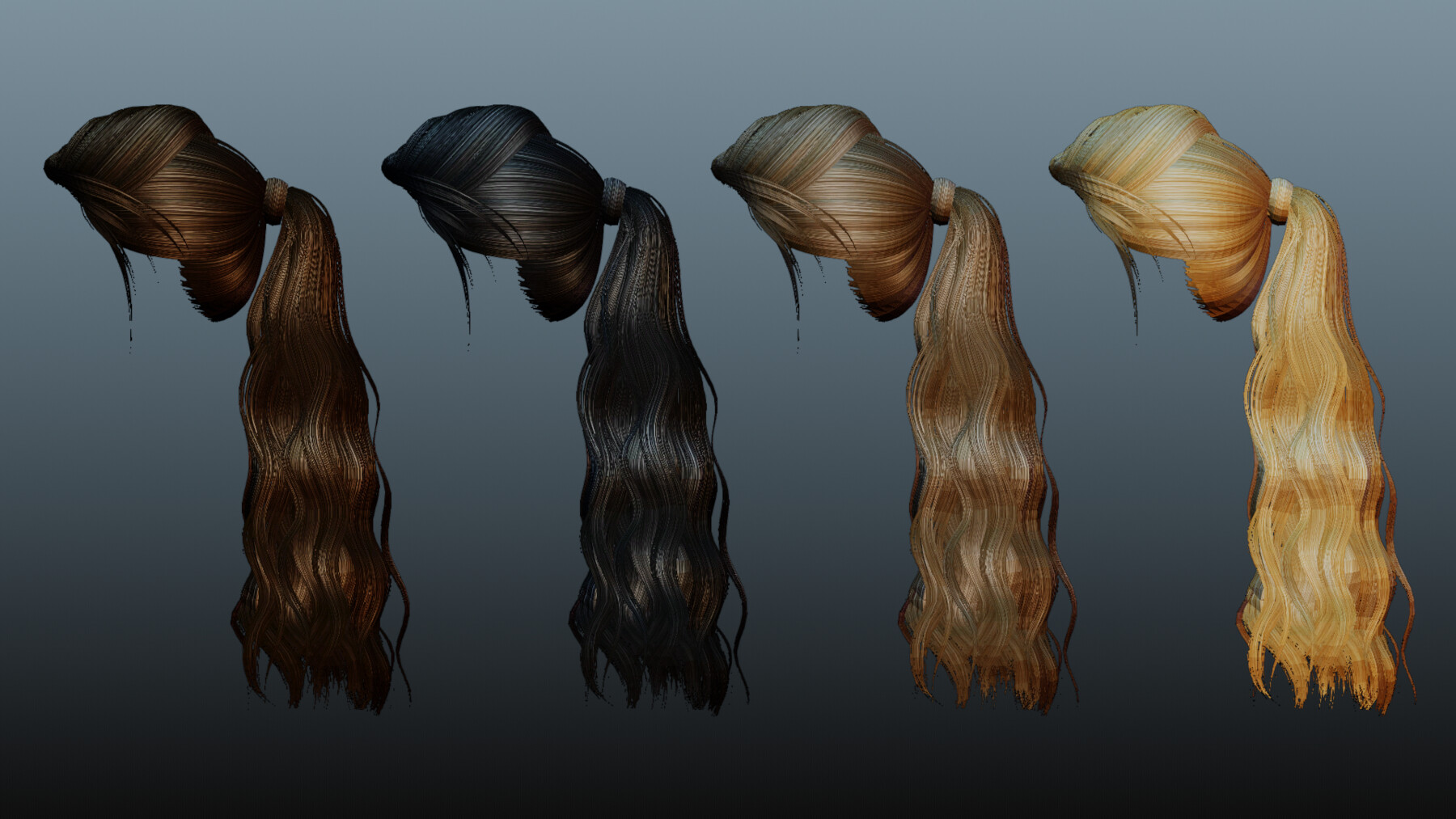 ArtStation - Female hair 4 colors low poly