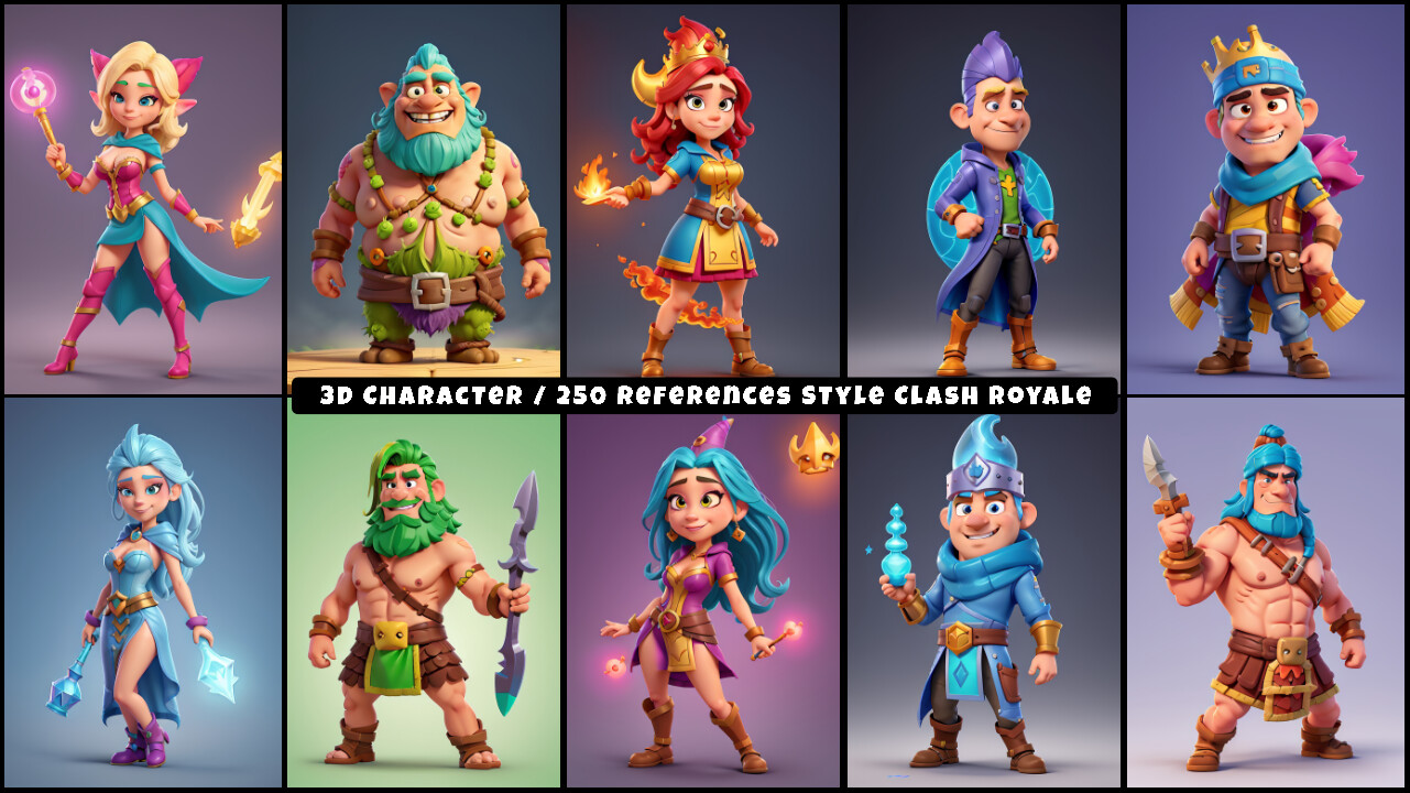 3D Character / 250 References Style Clash Royale / 4k