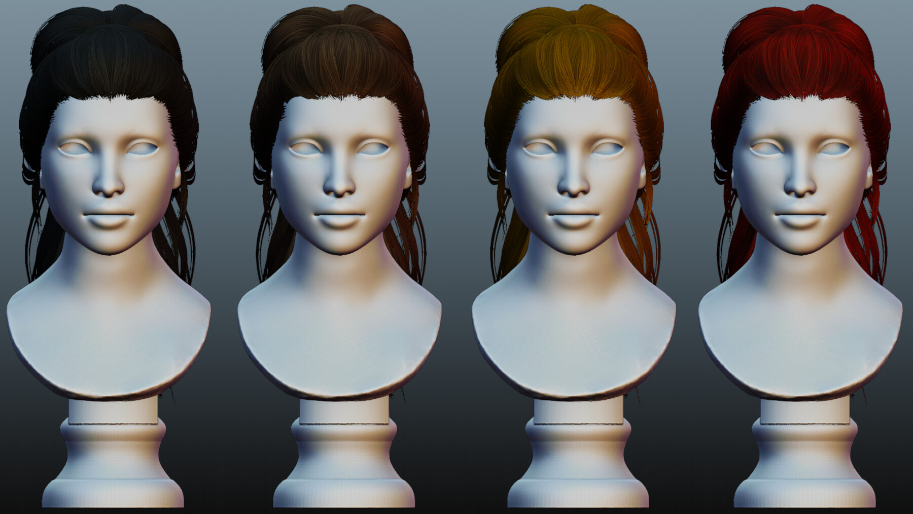 ArtStation - Female hair 4 colors low poly