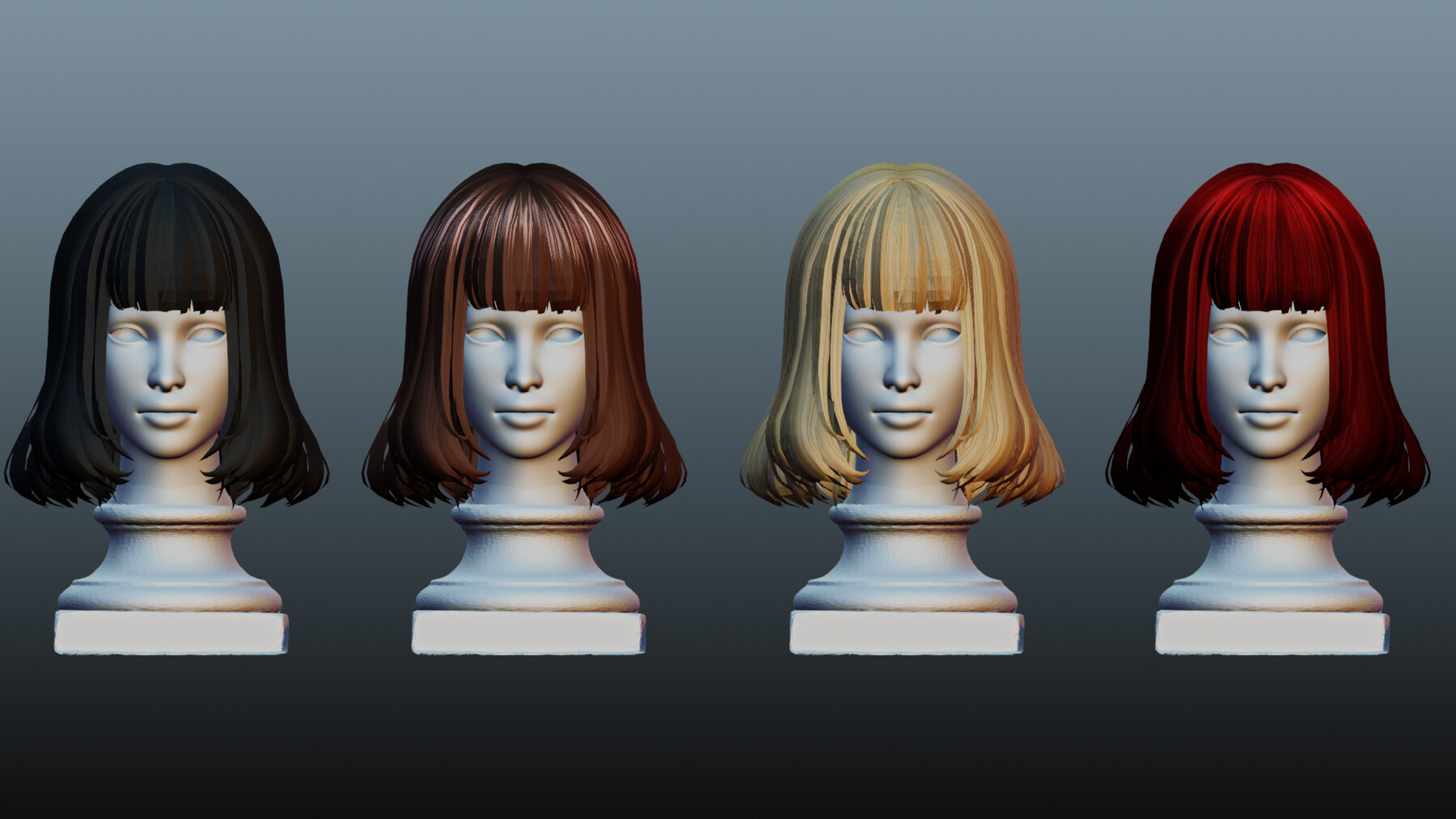 ArtStation - Female hair 4 colors low poly