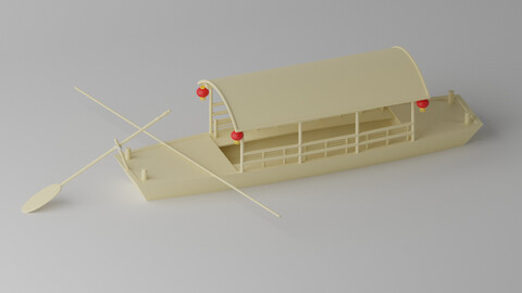 Old Traditional Chinese Wooden Passenger Boat 1 3D model