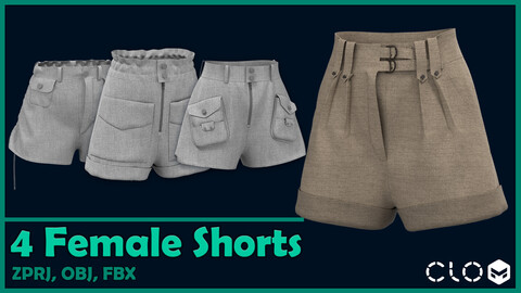 4 female shorts/ zprj+obj+fbx