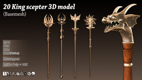 20 King Scepter 3D Model (Basemesh)