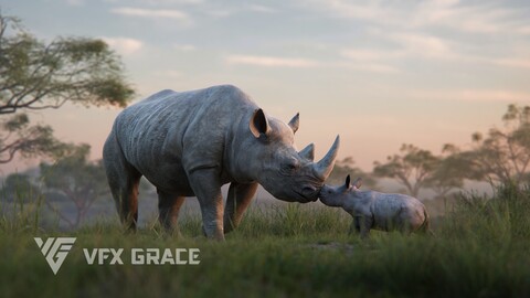 3D Animal | African Rhinoceros Animated | VFX Grace