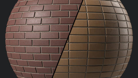 Brick Wall Materials 87- Ceramic Tile By Sbsar | Pbr 4k Seamless