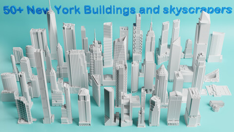 50+ New York Buildings and Skyscrapers for games and 3d printing