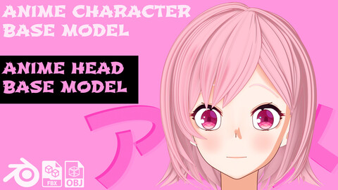 Anime Character Head Base- 3d model with 2d shading