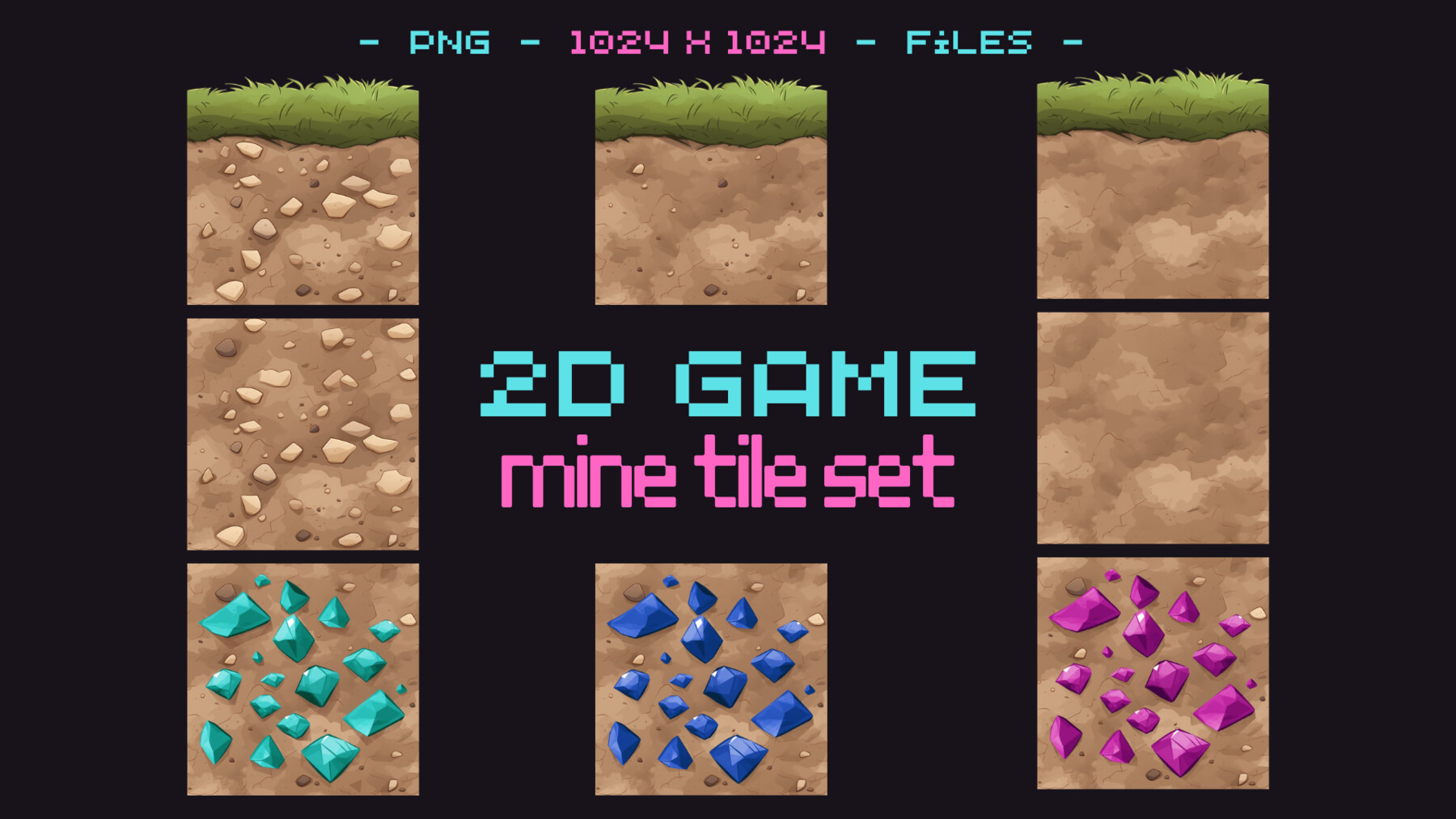 Mine Platformer 2D Game Tileset 