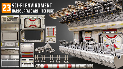 23 sci-fi enviroment hardsurface architecture