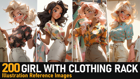 Girl with Clothing Rack VOL.43|4K Reference Images